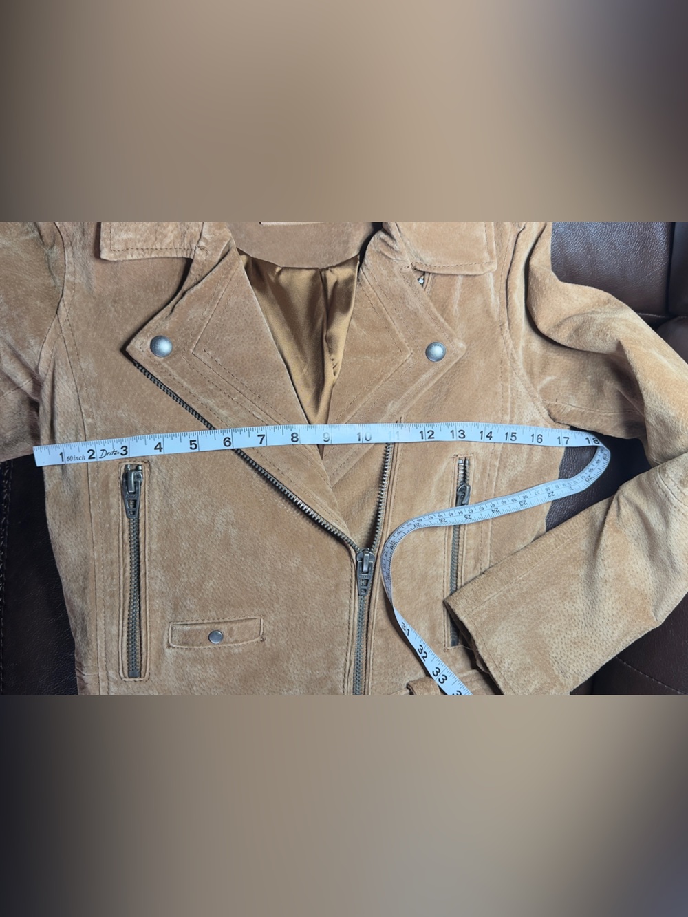 Blank NYC Tan Suede Moto Jacket with Belt - Picture 6 of 9